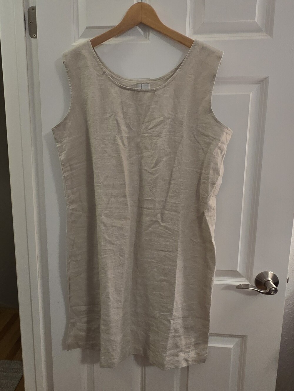 100% Linen Shift Dress in Natural Beige. capsule wardrobe coastal vacation